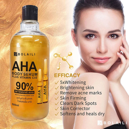 ALPHA Hydroxy Acids 24K Gold Face Body Serum Vitamin C&E Essence Firming Moisturizing Spots Remover Whitening Skin Care 500ml RoyalPrince Store
